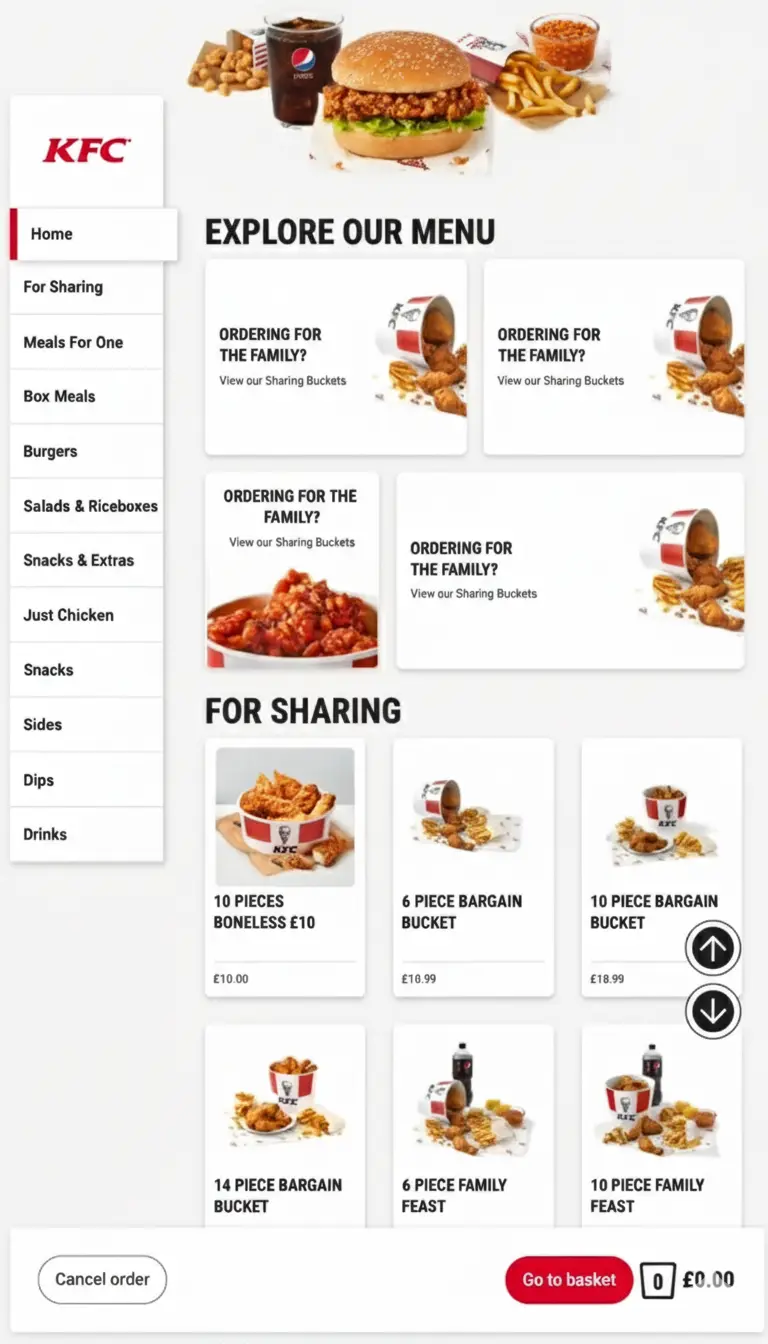 KFC kiosk MVP interface - enterprise digital ordering solution