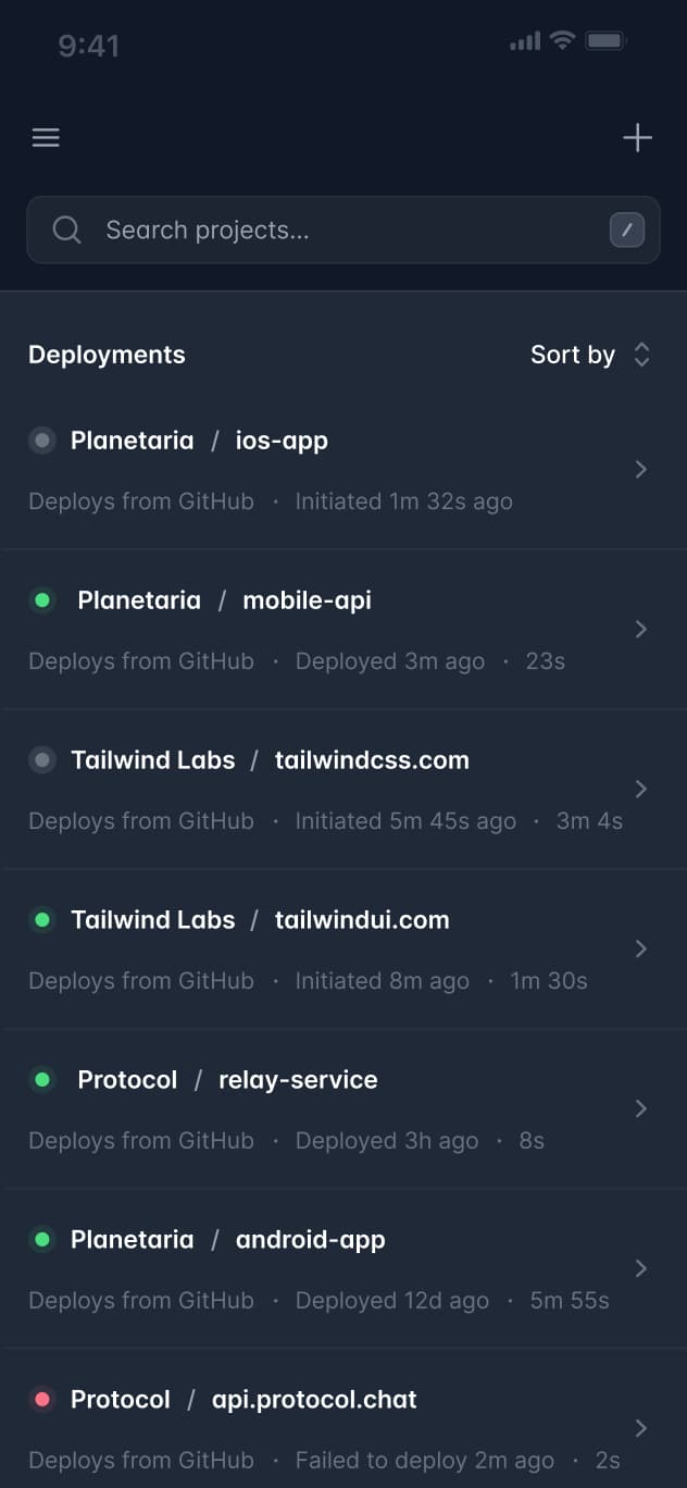 Mobile app screenshot