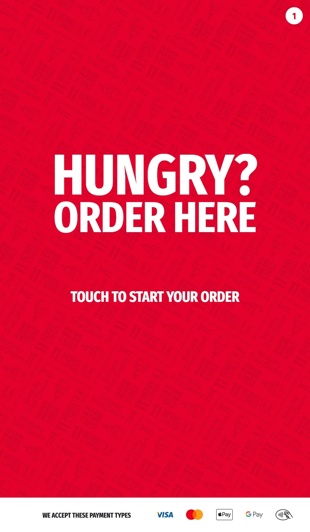 KFC kiosk interface showing the main screen